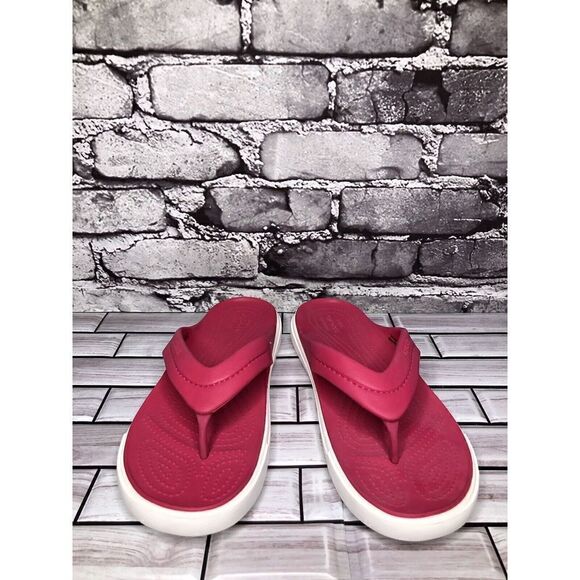 Crocs Dual Comfort Pink Rubber Casual Flip Flops Sandals Women Sz 7M US/38EU - Picture 4 of 16